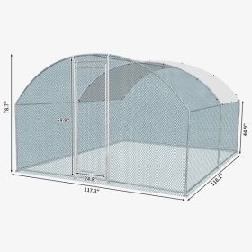 10 x 10 ft Large Metal Chicken Coop, Walk-in Poultry Cage Chicken Hen Run House with Waterproof Cover
